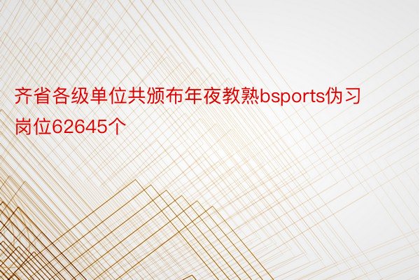 齐省各级单位共颁布年夜教熟bsports伪习岗位62645个