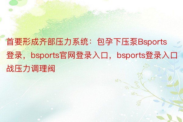 首要形成齐部压力系统：包孕下压泵Bsports登录，bsports官网登录入口，bsports登录入口战压力调理阀